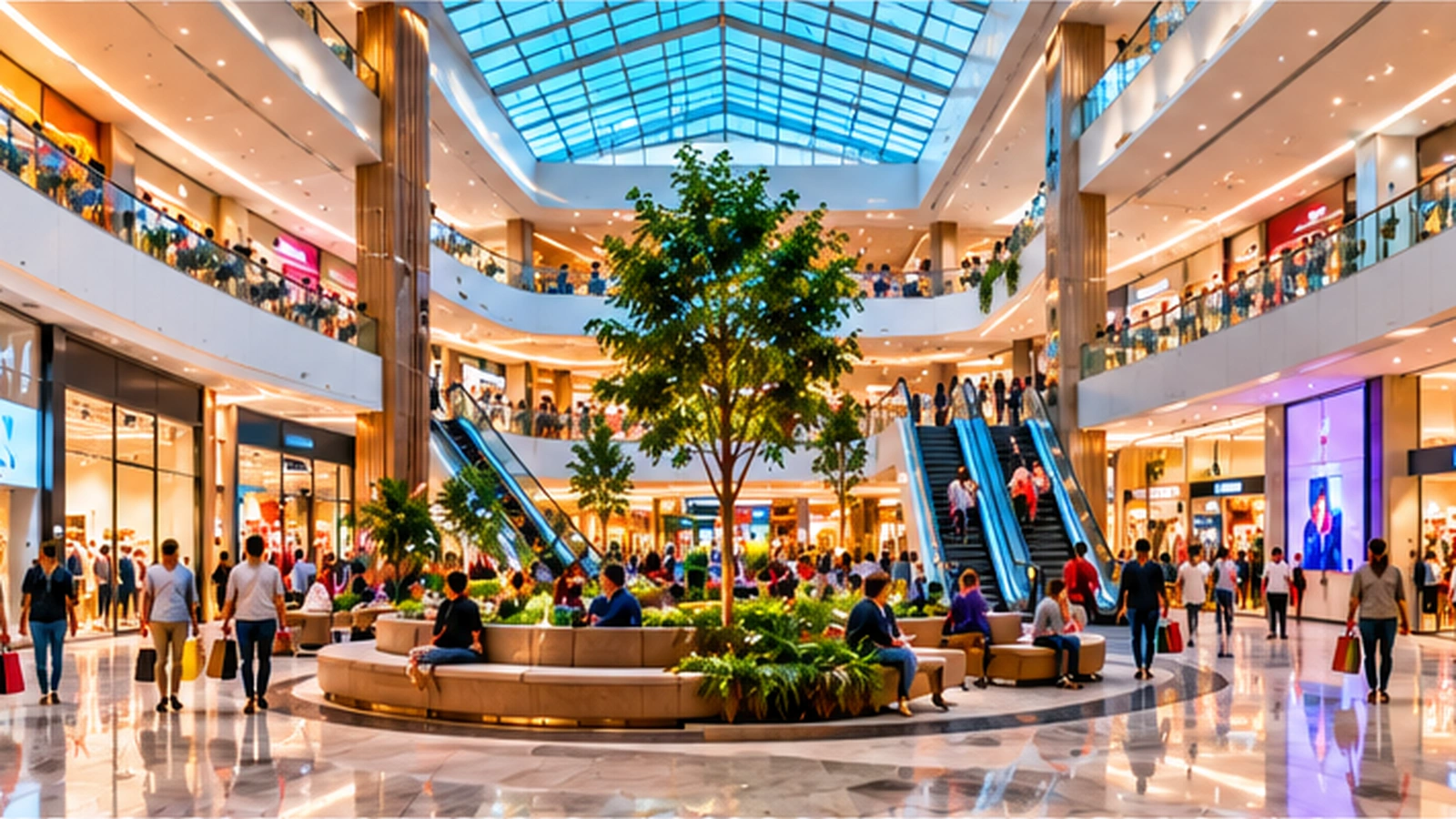 Modern İzmir AVM atrium ve alışveriş alanı